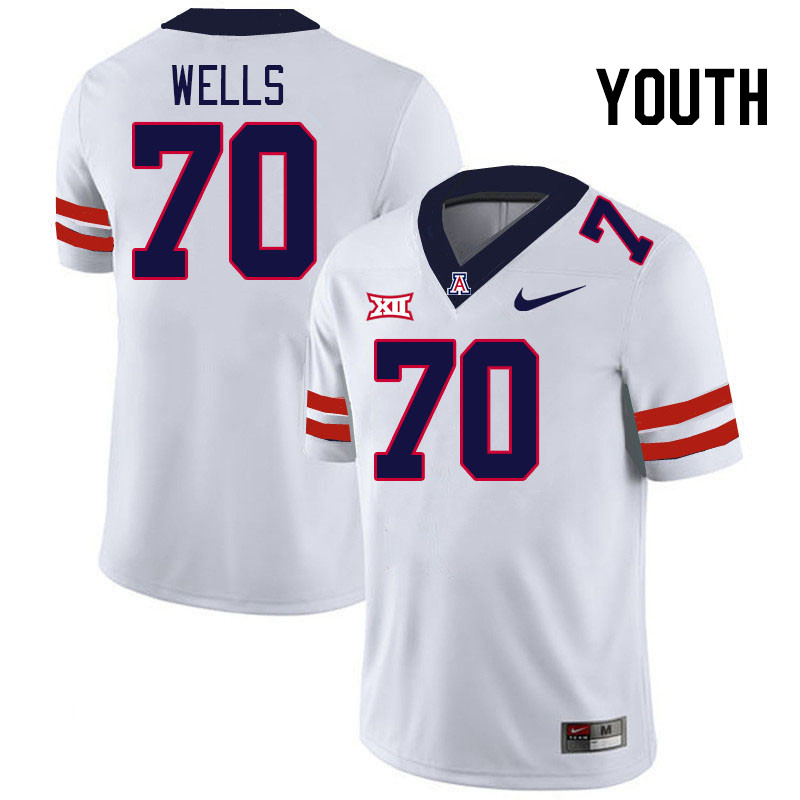 Youth #70 Zarius Wells Arizona Wildcats Big 12 Conference College Football Jerseys Stitched-White